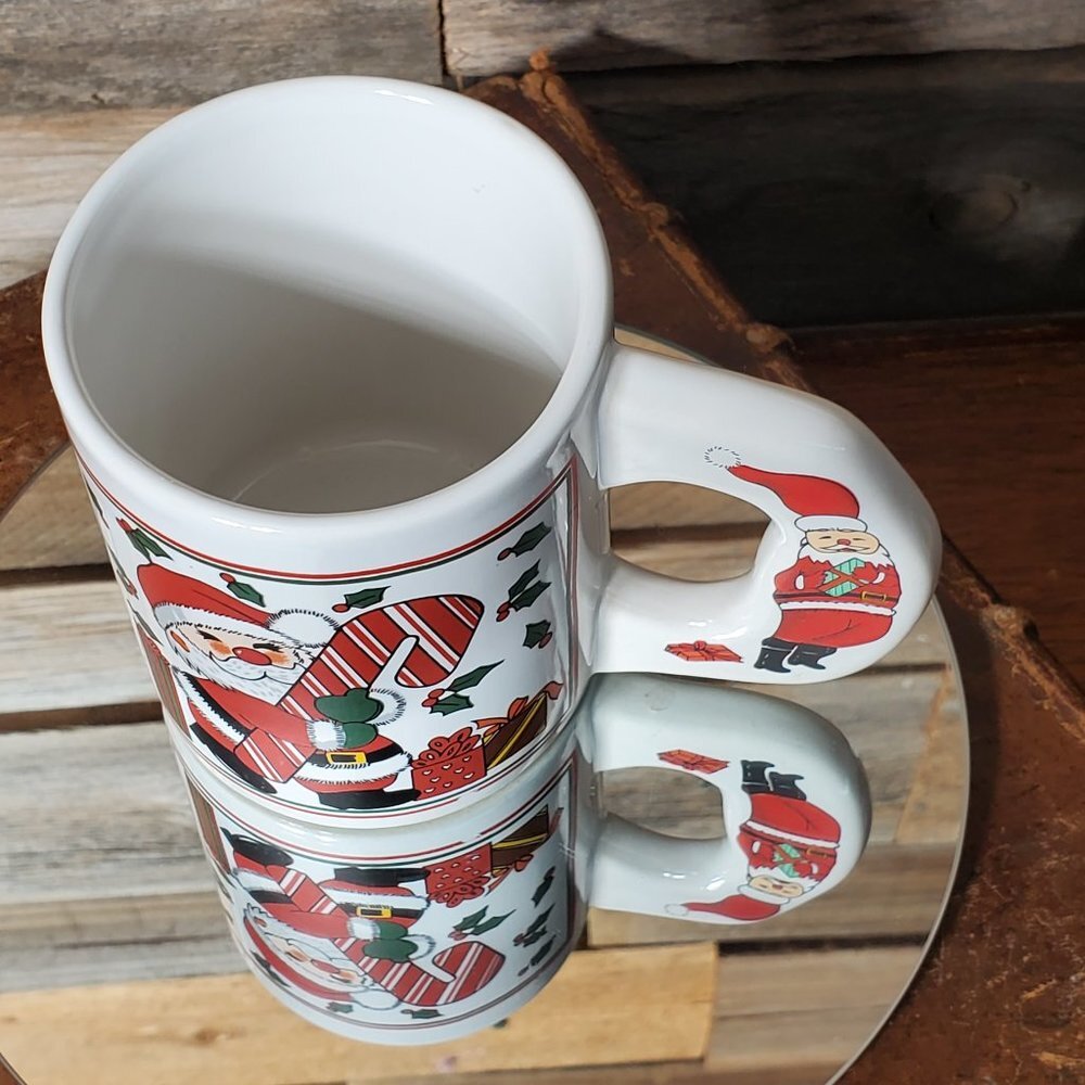 Vintage 90's Christmas Coffee Mug.  Santa & Candy Cane #2